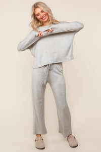 Evergreen Cozy Hacci Lounge Set – Soft Knit Top & Straight-Leg Pant Duo | Northern Belle Boutique