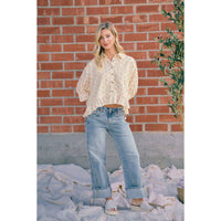 The Sutton Vintage Wash Side Seam Cuffed Straight Jeans