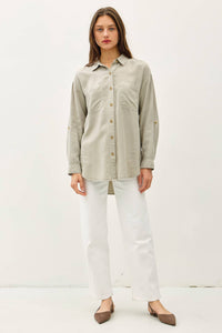 The Sadie Soft-Washed Oversized Button Down – Available in Sage and Charcoal