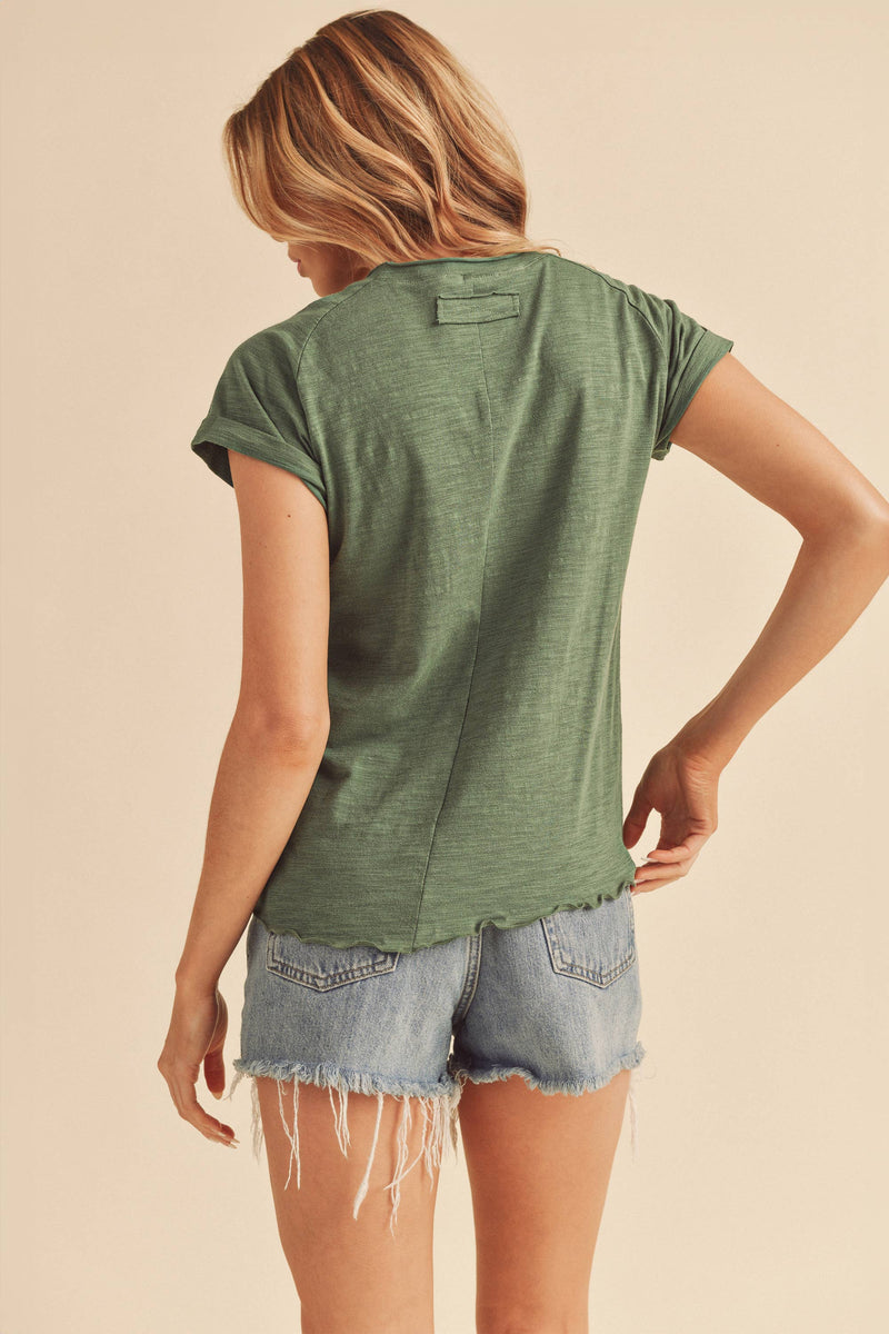 Gwen Essential Baby Tee | Lettuce Hem Short Sleeve Top