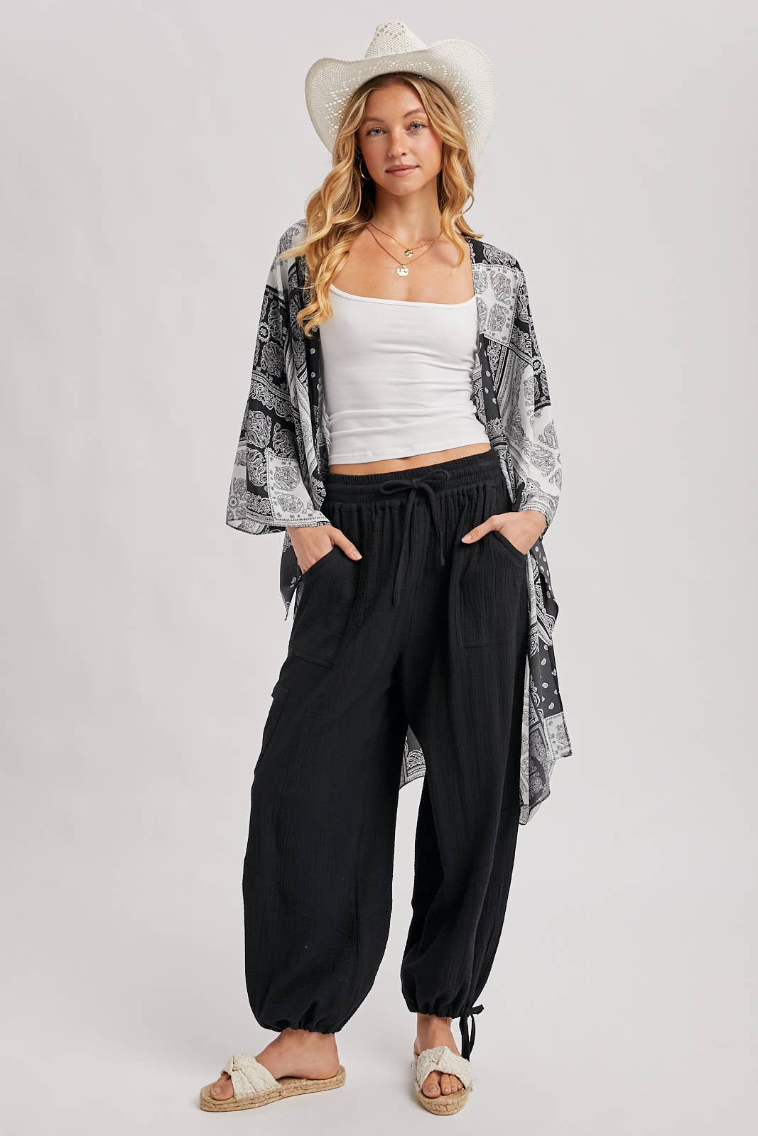 JOGGER HAREM DRAWSTRING PANTS: LT.OLIVE / L