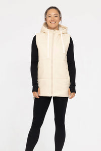 MONO B Longline High Neck Padded Vest: Champagne