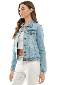 Jen Comfort Stretch Denim Jacket: Light Wash