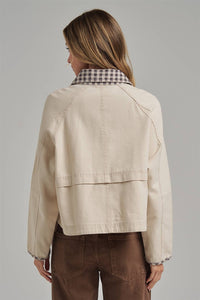 Checked Out Canvas Jacket: Oatmeal/ Brown