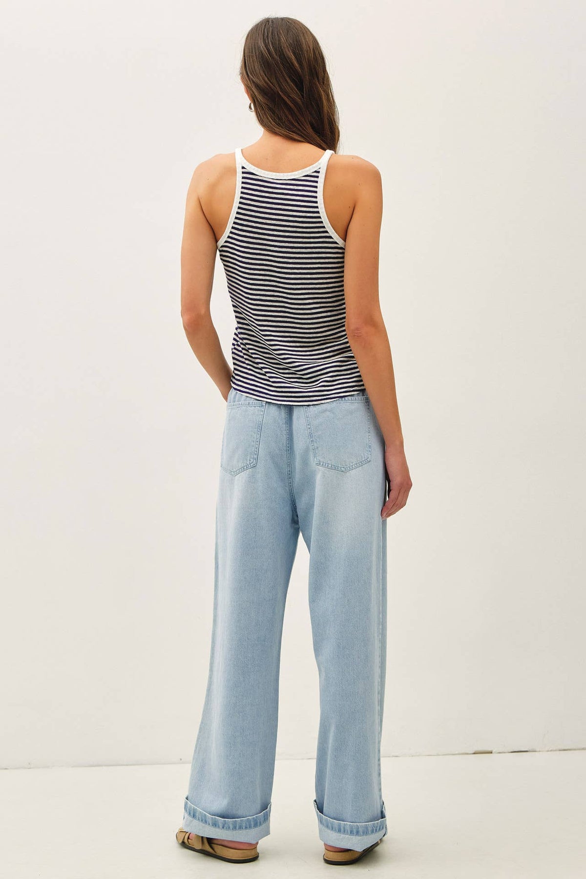 The Hadley Denim Look Lounge Pants – Wide Leg Pull On Cotton Pants