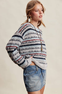 Good Mix Textured Stripe Sweater: Navy