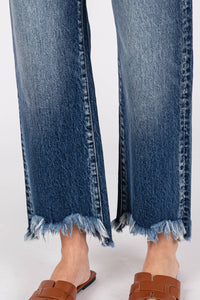 The Sylvie High Rise Vintage Wide Leg Jeans – Frayed Hem Comfort Stretch Denim