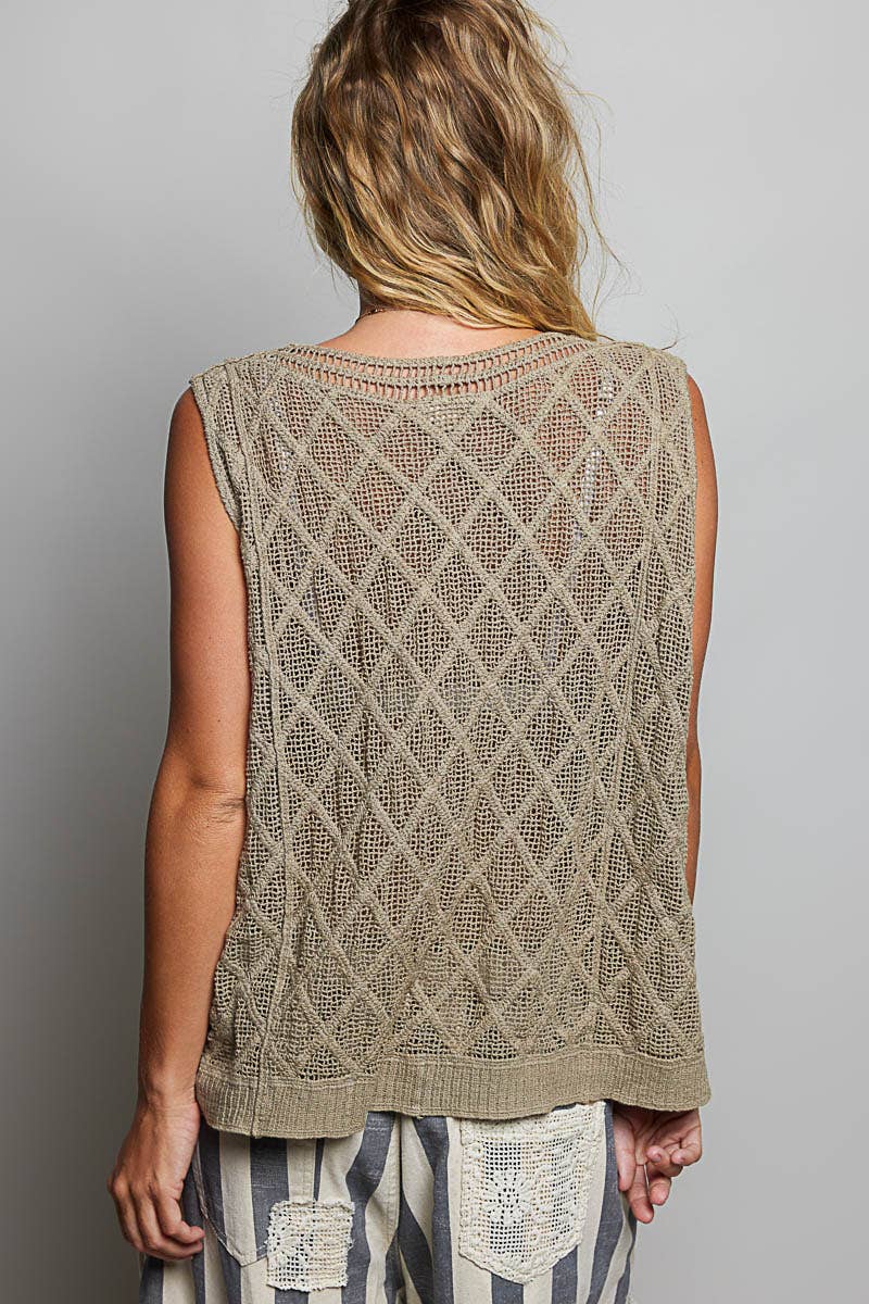 The Marlowe Crochet Tank: Taupe