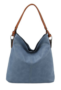 Rustic Roadside Faux Leather Hobo Shoulder Bag – Brown, Grey, Mocha | Large Slouchy Tote with Side Metal Accents & Adjustable Strap