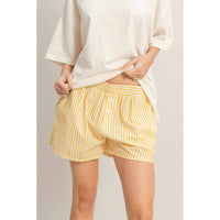 The Lemonade Stripe Shorts: Yellow – Cotton Pull On Coastal Summer Boxer Shorts