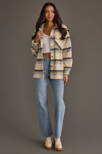 Cream, Black & Gray Plaid Jacket