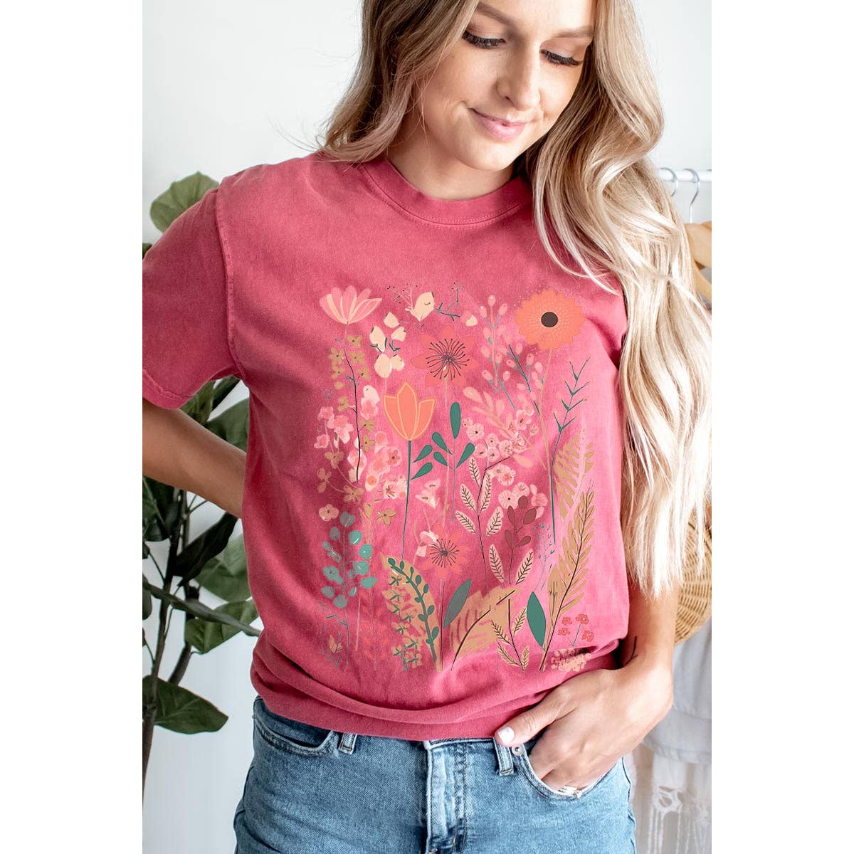 Wildflower Floral Vintage Wash Graphic Tee