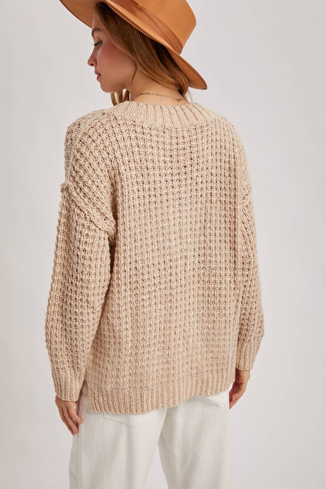 owan Button-Front Thermal Sweater Top – Cozy Knit Henley, Neutral Fall Sweater | Northern Belle Boutique