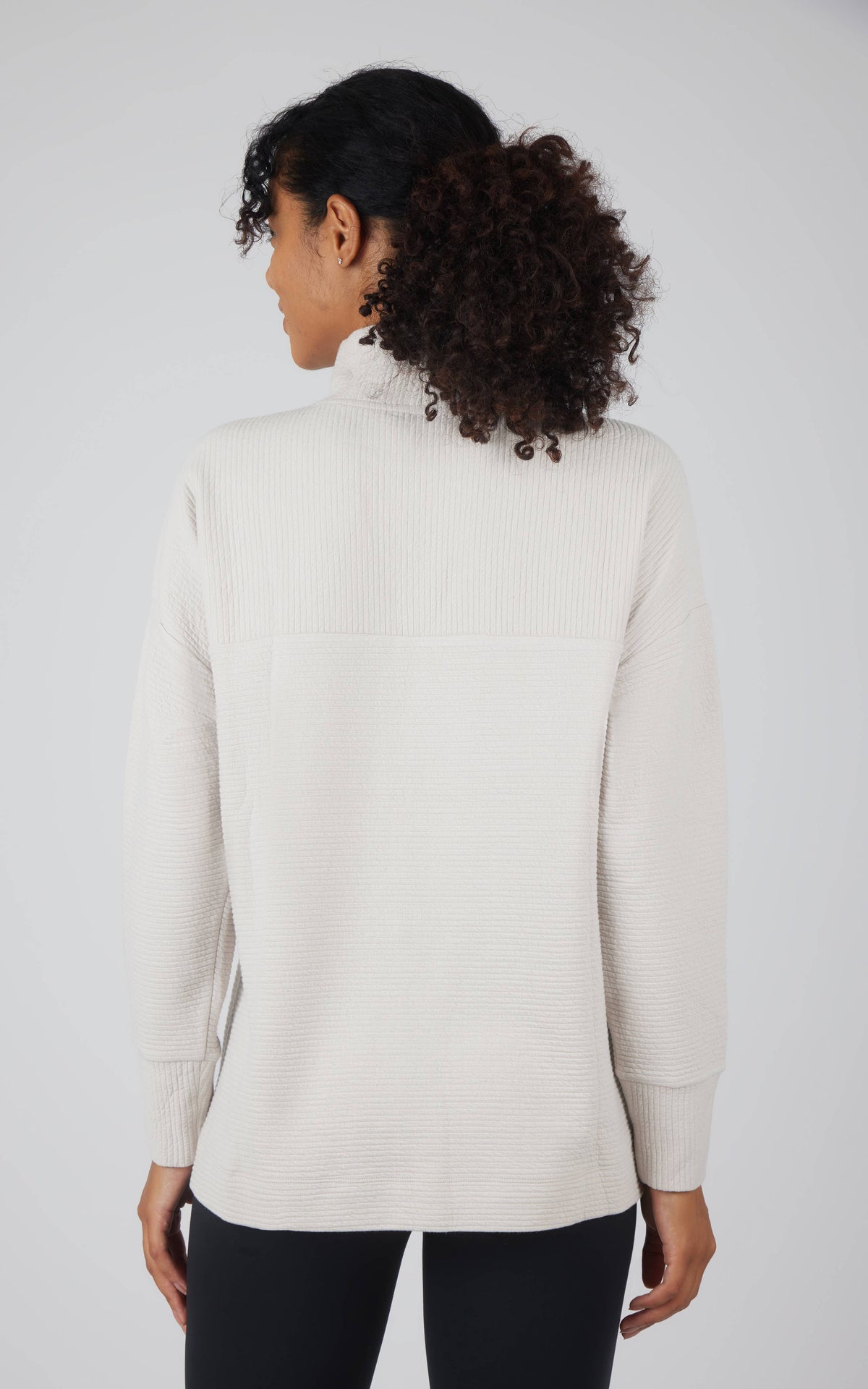 The Elara Cozy Quilted Funnel Neck Tunic – Brushed Knit Pullover