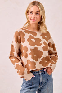 The Harper Floral Knit Sweater – Camel Bloom