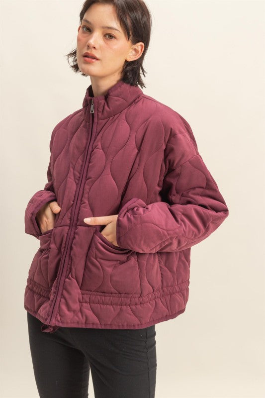 Autumn Haven Quilted Jacket – Relaxed Fit Puffer Coat with Adjustable Hem