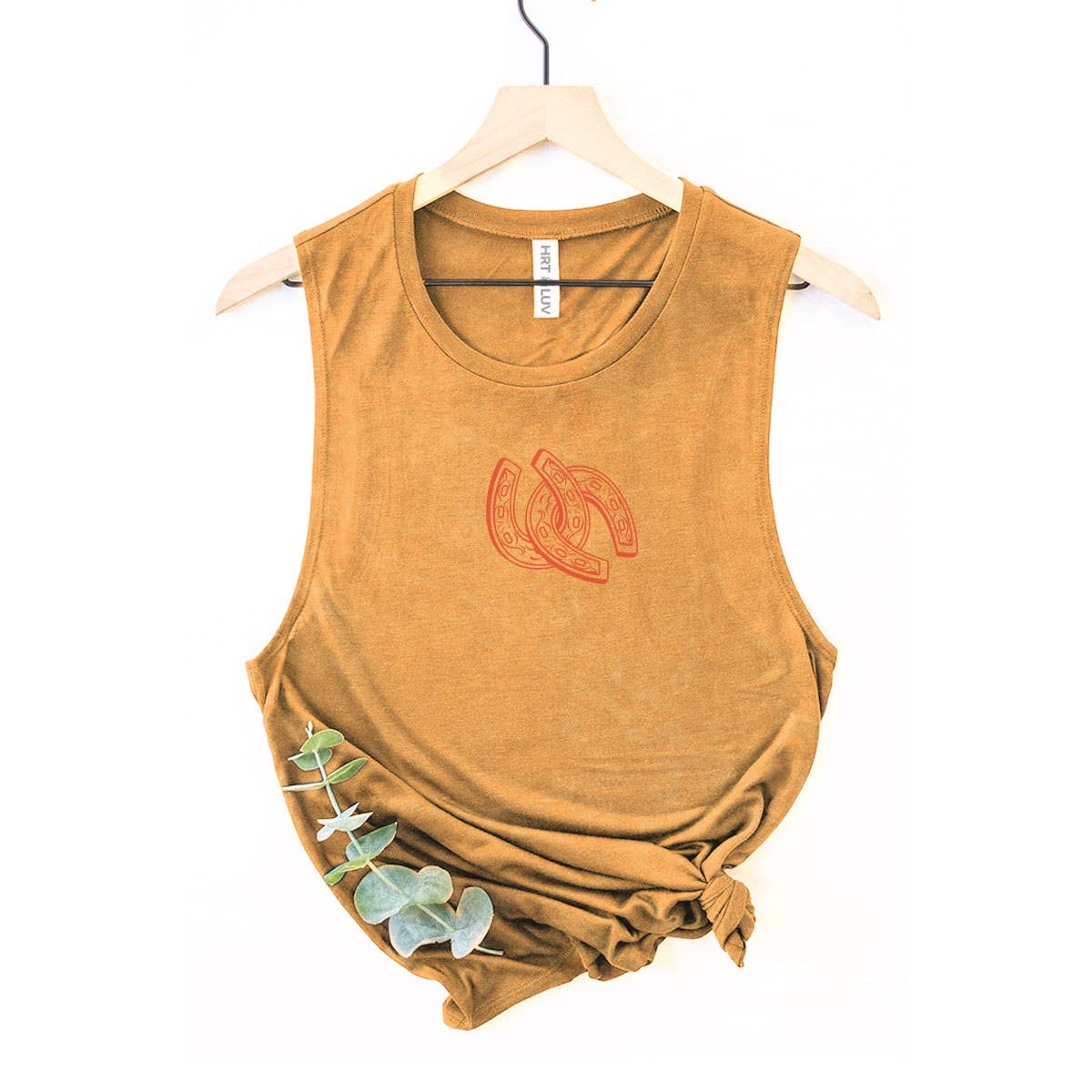 Honey Gold Vintage Horseshoe Graphic Tank Top for Women | Mineral Wash Cotton Tank