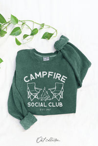 Campfire Social Club Graphic Sweatshirt – Unisex Mineral Wash Fleece Pullover
