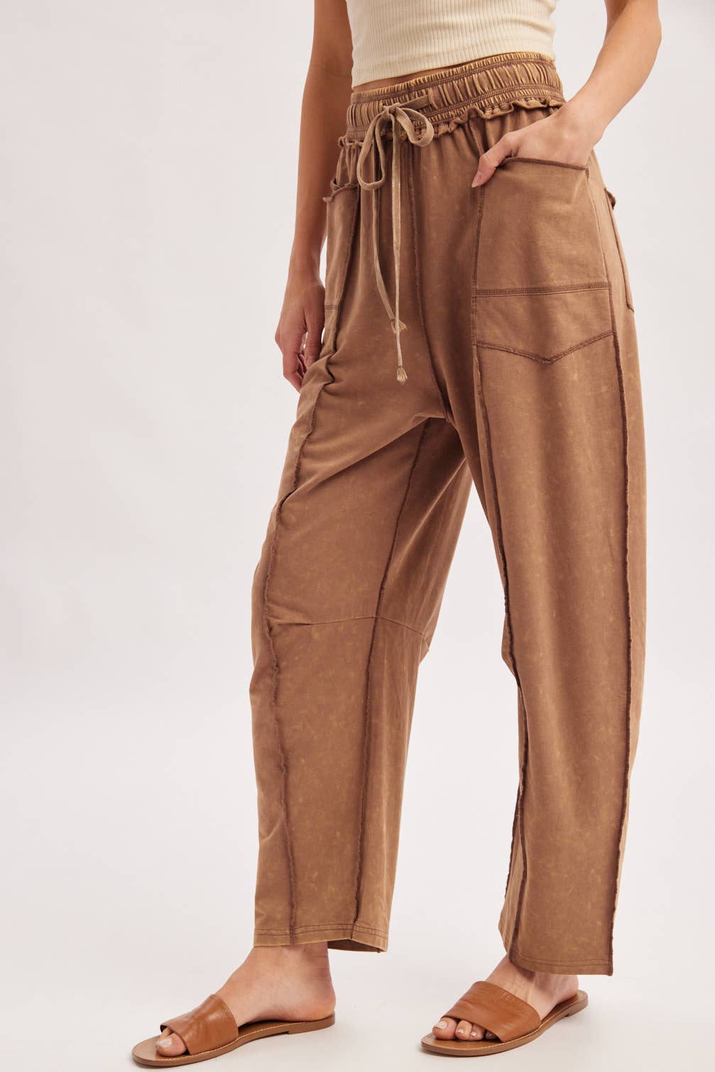 Vintage Wash Utility Pants: Latte