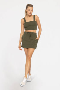 Court Cotton Blend Mini Skort: IVY GREEN