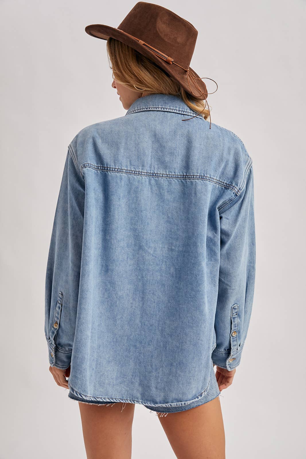 The Dawson Denim Overshirt – Relaxed Light-Wash Button Down | Northern Belle Boutique
