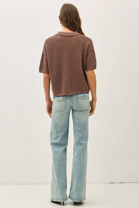 The Maren Crochet Collared Sweater: Coco