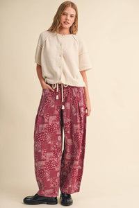 The Jolene Bandana Barrel Pants: Berry Brick