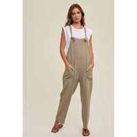 Jenni Linen Overalls: Olive