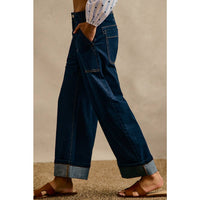 The Main Event Wide  Barrel High Rise Jeans: Dark Wash