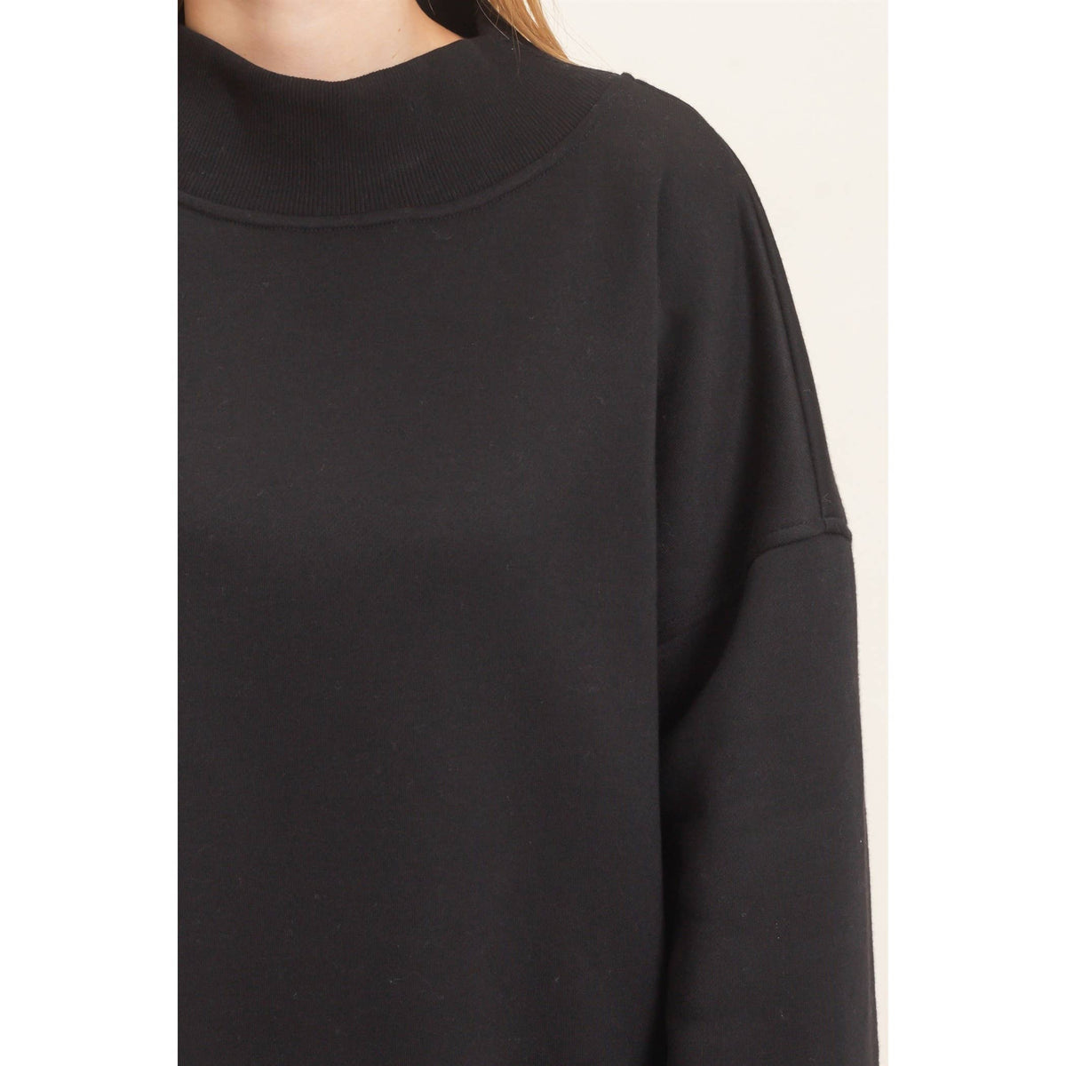 Enzyme Washed Mock Neck Sweatshirt: H.GRAY / S-M-L(2-2-2)
