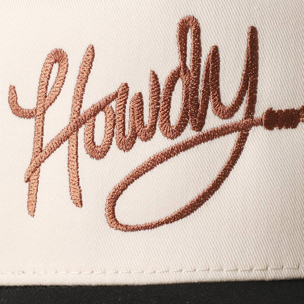 Howdy Western Embroidered Two-Tone Trucker Hat – Snapback Adjustable Mid-Profile Cap