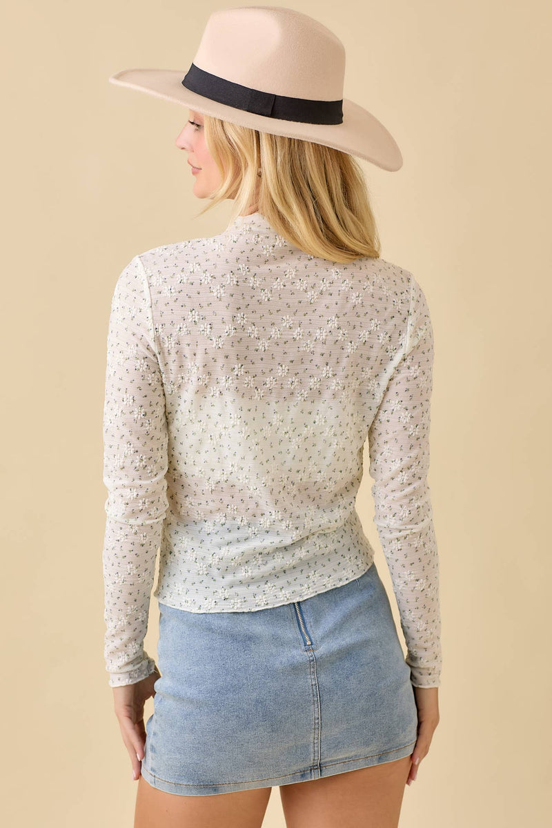 The Elara Bloom Texture Top: Ivory