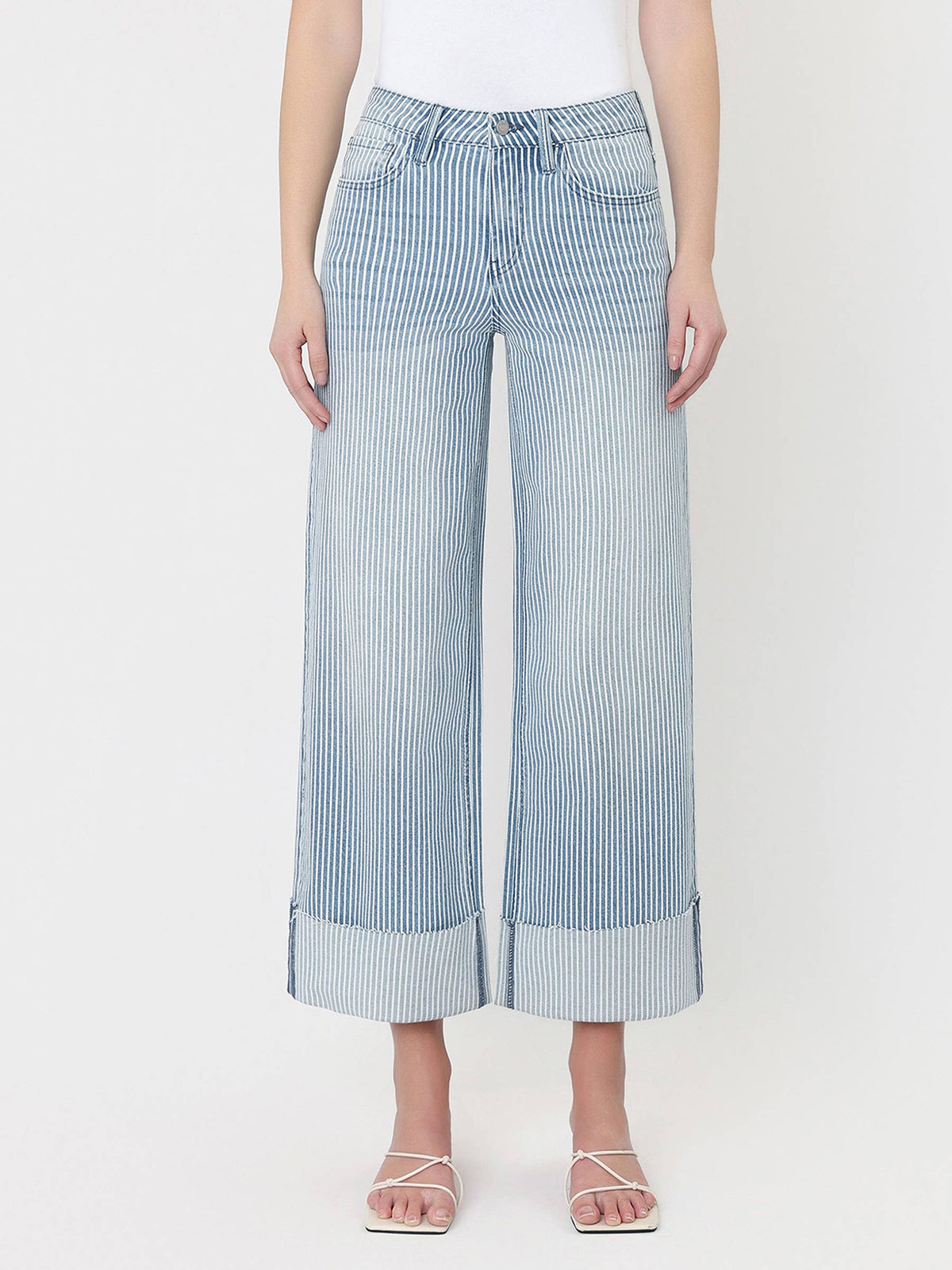 Ververt "Olive" Stripe Wide Leg Jeans