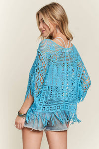 FRINGE HEM CROCHET TOP - CESW3015: Natural / ONESIZE(6)