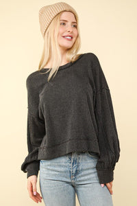 Otto Two Toned Ribbed Long Sleeve Top