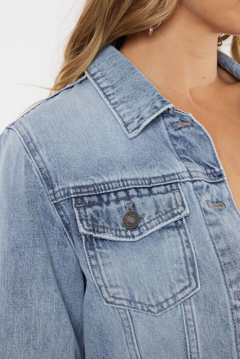 Maggie Peplum Denim Jacket | Classic Fit Light Stone Wash