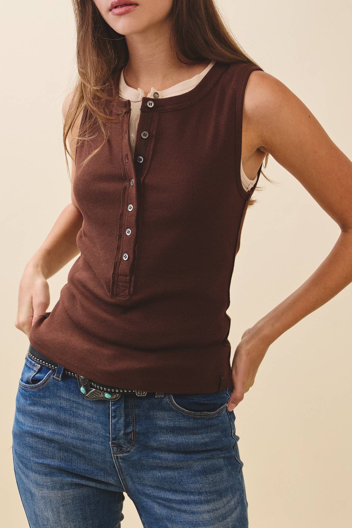 Sienna Ribbed Henley Tank