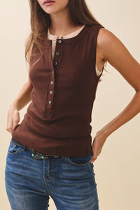 Sienna Ribbed Henley Tank