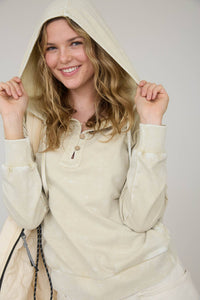 The Wynn Acid-Wash Henley Hoodie – Relaxed, Soft & Lived-In Cozy