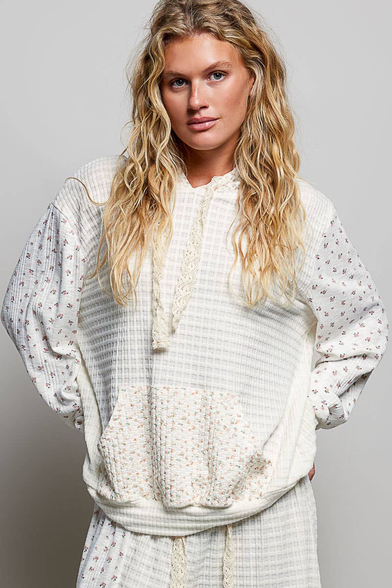 Willow Mixed Knit Hoodie: Natural Multi