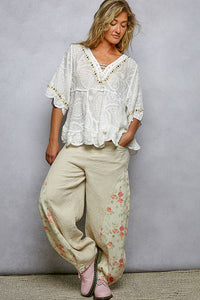 Meadow Song Embroidered Blouse: Off White