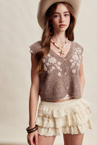 Pressed Petals Sweater Vest: Chestnut