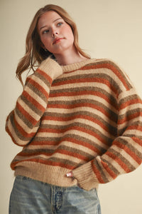 Warm Regards Stripe Sweater: Tan/ Multi Stripe