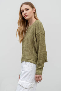 The Brinley Heathered Batwing Sweater: Olive  – Cozy, Textured & Effortlessly Chic