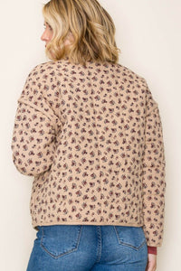 Eloise Ditsy Floral Quilted Jacket – Button Front Cotton Layer with Pockets