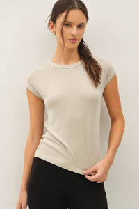 The Hollis Ribbed Cap Sleeve Tee – Fitted Lightweight Everyday Essential T-Shirt for Women