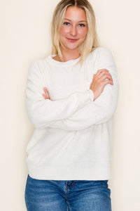 The Sutton Waffle Pocket Sweater – Ivory & Taupe