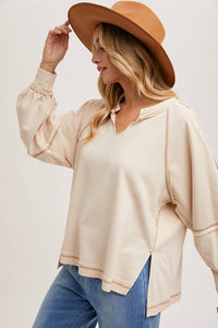 Terri Oversized Long Sleeve Stop: Oatmeal