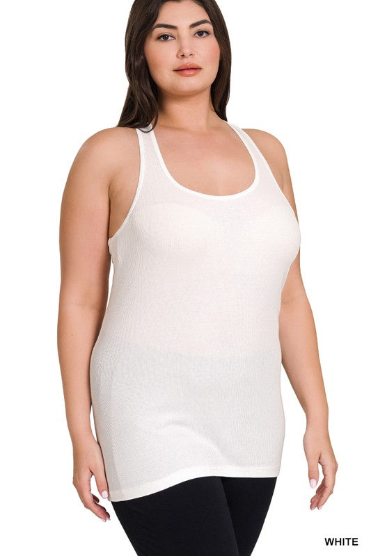 Ace Basic Cotton Plus Size Racer Back Tank