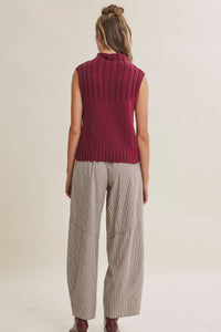 ALL ABOUT COMFORT ELASTIC STRIPE COTTON BARREL PANTS: DK. GREEN / M
